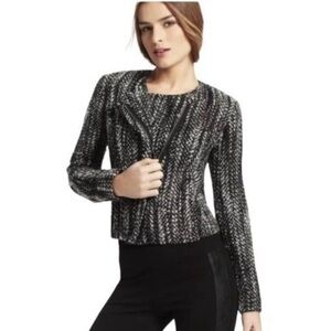 CABI Over the Moon Mockingbird Jacket, Osprey Black/White Zip Boucle Tweed (4)
